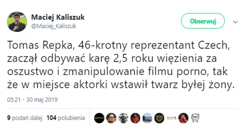 DLATEGO były reprezentant Czech poszedł do więzienia... :D